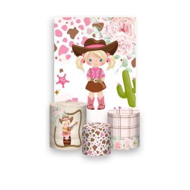 Imagem de Painel De Festa Vertical 1,50 x 2,20 + Trio De Capas Cilindro - Vaquei