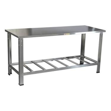 Imagem de Mesa com Tampo e Pés em Inox 150x70cm com Grade Inferior Cristalaço
