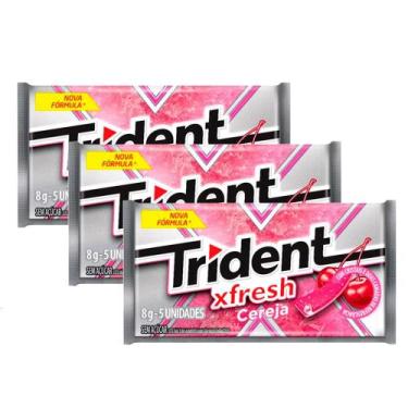 Imagem de Kit 3 Chiclete Trident Fresh Cereja Ice 8g