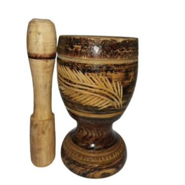 Imagem de Pilão de Madeira 450ml com Socador 19Cm