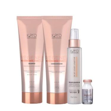 Imagem de Kit K.Pro Profissional Regenér Shampoo Condicionador Leave-in e Ampola