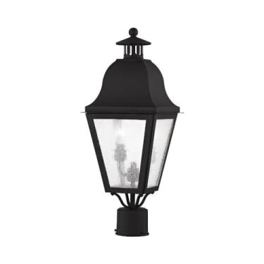 Imagem de Livex Lighting 2552-04 Poste externo com persianas de vidro sementes, preto