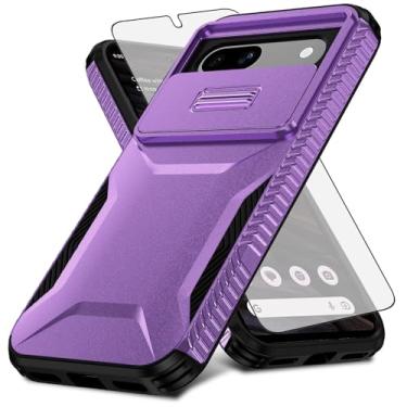 Imagem de Asuwish Capa de celular para Google Pixel 7A 5G 2023 com protetor de tela de vidro temperado e capa de câmera deslizante fina, resistente, híbrida, à prova de choque, proteção rígida, acessórios para