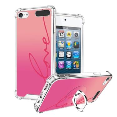 Imagem de OOK Compatível com iPod Touch 5/6/7 geração suporte de anel para meninas mulheres, capa protetora de policarbonato macio TPU à prova de choque - Pink Love