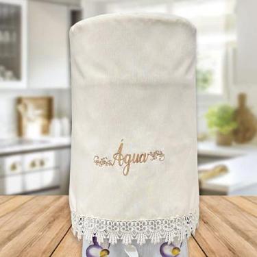 Imagem de Capa de galão de água 20l bordada com barrado de guipir palha - Recant