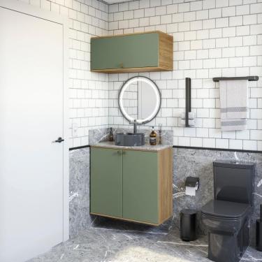 Imagem de Conjunto Para Banheiro Com Basculante Kappesberg Celeste 2 Peças Nogueira/verde 80cm