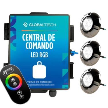 Imagem de Kit 3x LED RGB Piscina 9W Luxpool + Central Globaltech, 9W