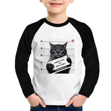 Imagem de Camiseta Raglan Infantil Atirei o pau na Dona Chica Manga Longa - Foca