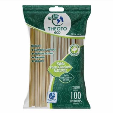 Imagem de Palito de Madeira para Sorvete Ponta Quadrada Pacote com 100 - Theoto