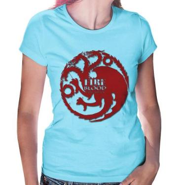 Imagem de Baby Look Fire and Blood Targaryen - Foca na Moda, Azul bebê, GG