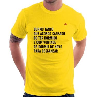 Imagem de Camiseta Durmo tanto que acordo cansado - Foca na Moda, Amarelo, P