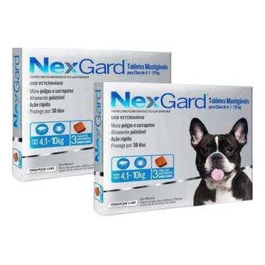 Imagem de 2 Nexgard Para Cães De 4,1 Á 10 Kg 6 Cp Antipulgas Kit