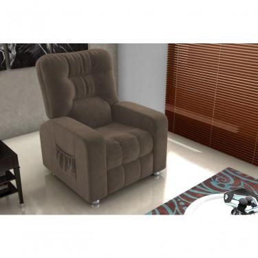 Imagem de Poltrona Matrix Reclinável Azera - Veludo Marrom Escuro