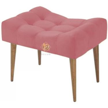 Imagem de Puff Requinte Retangular Pés Palito Pufe Puf - Vit Decor, Rosa