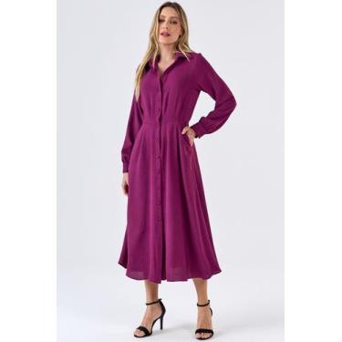 Imagem de Vestido Chemise Midi PKS Magenta, M