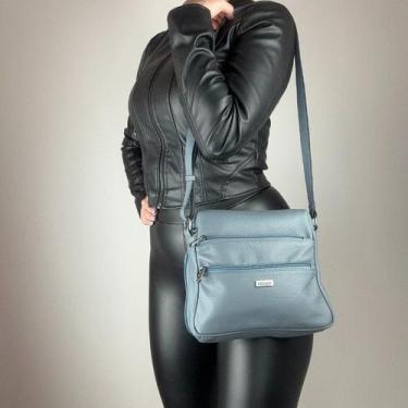 Imagem de Bolsa recuo em couro legítimo b.1068, Azul porcelana