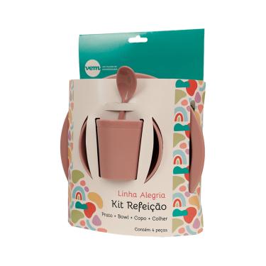 Imagem de Kit Refeição Infantil Linha Alegria Rose em Polipropileno