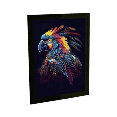 Imagem de Quadro Decorativo Arara Ilustração Azul Animais Aves Quarto Sala Decoração Poster