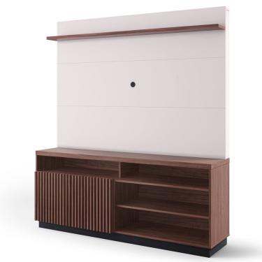 Imagem de Estante Home Theater para TV até 65 Pol. 180cm Pernambuco Nogueira Real/Off White/Preto - Colibri