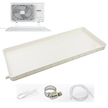 Imagem de Bandeja de gotejamento de ar condicionado bandeja de gotejamento de plástico com tubo de água e kit de instalação, para unidade externa de ar condicionado (cor: 81 x 33 cm, tamanho: com tubo de água