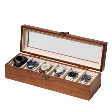 Imagem de Caixa de relógio Exper City para homens e mulheres com 6 slots Walnut