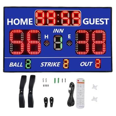 Imagem de Pontuação de Beisebol de Softball Score de Bola de Beisebol Placar Eletrônico Com Luzes LED de 12 Dígitos de 150 Pés de Controle Remoto para Jogos Ao Ar Livre