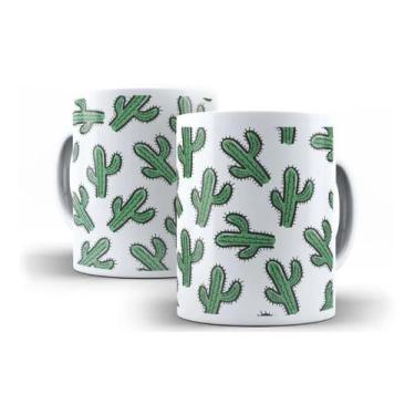 Imagem de Caneca Porcelana Cactos Verdes Coleção Flor Na Caneca - Villa Caneca