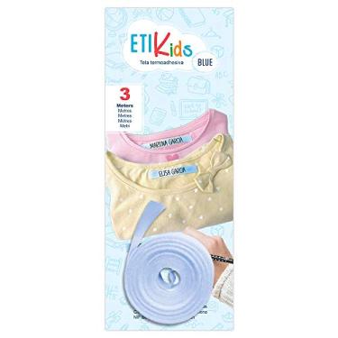 Imagem de Gravação na fita azul. Etiquetas de ferro em tecido. Sem caneta