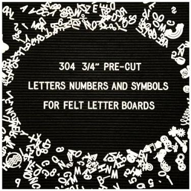 Imagem de Letras de feltro apenas - Letras de plástico branco pré-corte de 304 3/4" pré-corte letras números e símbolos para quadro de mensagens mutáveis, placa de anúncio de bebê, tabuleiros de menu e