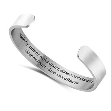 Imagem de Melix Home Sister Gifts Pulseira Side By Side Or Miles Apart Sisters Bracelets for Women Christmas Birthday Gift Primes Jewelry, Medium, Metal