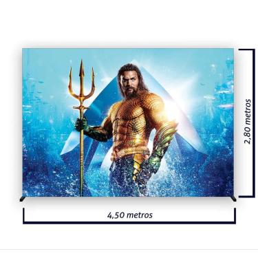 Imagem de Painel de Festa Retangular Aquaman Várias Medidas - Fera Print