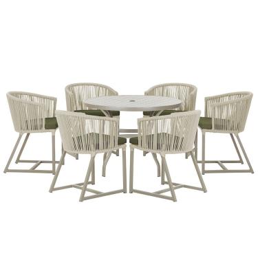 Imagem de Mesa com 6 Cadeiras de Jantar Roma 120cm e Noronha em Alumínio