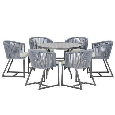 Imagem de Mesa com 6 Cadeiras de Jantar Roma 120cm e Noronha em Alumínio