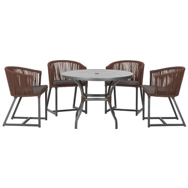 Imagem de Mesa com 4 Cadeiras de Jantar Roma 100cm e Noronha em Aluminío