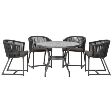 Imagem de Mesa com 4 Cadeiras de Jantar Roma 100cm e Noronha em Aluminío