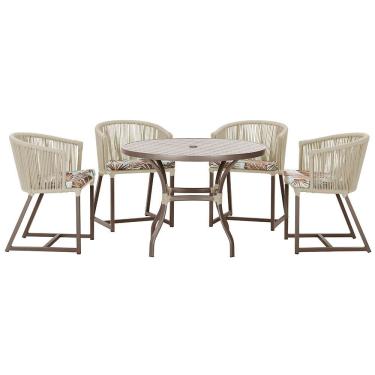 Imagem de Mesa com 4 Cadeiras de Jantar Roma 100cm e Noronha em Aluminío