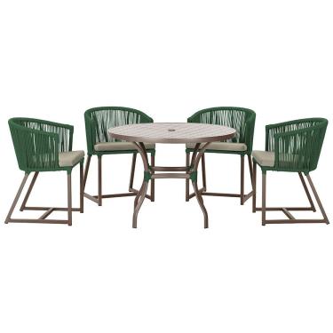 Imagem de Mesa com 4 Cadeiras de Jantar Roma 100cm e Noronha em Aluminío