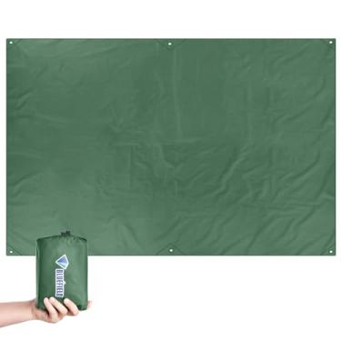 Imagem de TRIWONDER Tenda com pegada de barraca lona impermeável rede chuva mosca tapete de praia para piquenique acampamento caminhadas mochila (verde, P - 2,2 x 1,5 m)