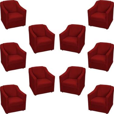 Imagem de Kit 10 Poltronas Decorativa Mila Pé De Plástico Cromado - Bordô Suede