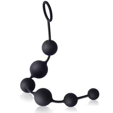 Imagem de UTIMI Plugue Anal Com Esferas Anais De Silicone Brinquedos Sexuais Anais Com Anel De Puxar Seguro Em Preto