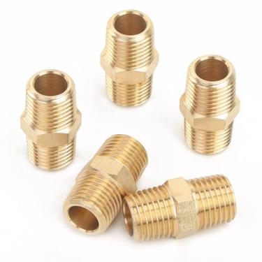 Imagem de LTWFITTING — Fita de latão para bico sextavado, 1/4 x 1/4 polegada, tubo macho NPT MNPT MPT para ar (pacote com 5)