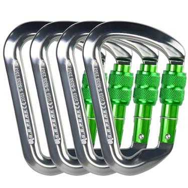 Imagem de S.E.PEAK Mosquetão De Escalada Com Trava Sepeak Uiaa Ce 30Kn, Clipe Parafuso Profissional Resistente Para Ao Ar Livre, Montanhismo, Rapel, Camping, Caminhada, Balanço, Gancho Grande D/6744 Lb, 4 Peç