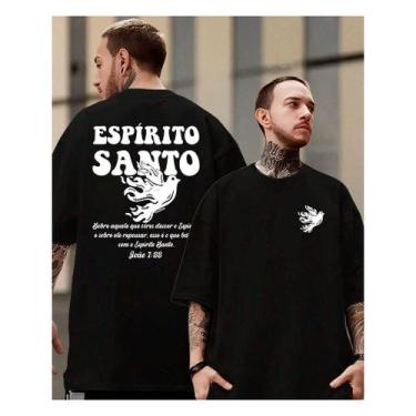 Imagem de Camiseta Unissex Religiosa Espírito Santo Salmo João 1:33 O Batismo Ov