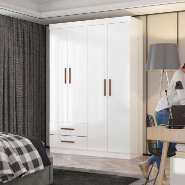 Imagem de Guarda Roupa Casal Lu 4 Portas 2 Gavetas Carioca Móveis Branco