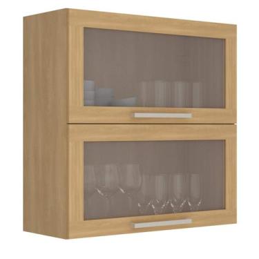 Imagem de Armário Aéreo de Cozinha 80cm 2 Portas Basculantes com Vidro Copacaban