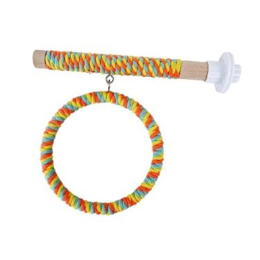 Imagem de Generic Suporte de balanço para, poleiro de madeira, rede, playground, suprimentos para animais de estimação, brinquedo de mastigar, poste de apoio, Laranja Amarela
