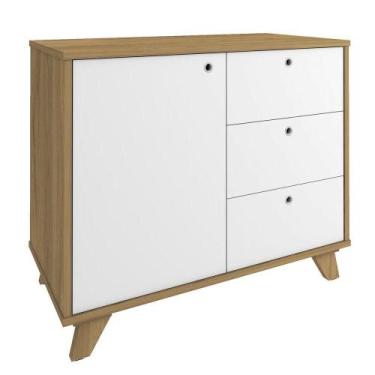 Imagem de Balcão Para Escritório 3 Gavetas 1 Porta Luciano Olmo/branco - ARTANY