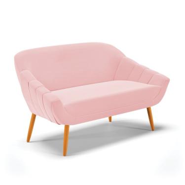 Imagem de Namoradeira 02 Lugares Giovana Suede Pés Palito Castanho - D'rossi Rosa Bebê