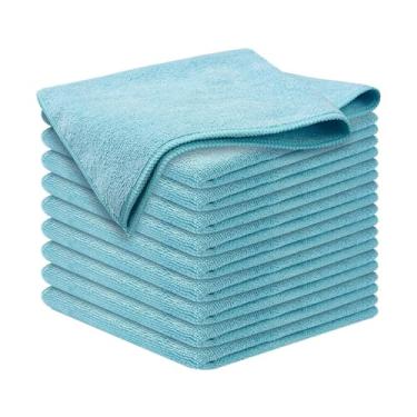 Imagem de Bothyi 10x Panos de limpeza de microfibra Toalha de limpeza para pano de prato úmido e seco Toalha absorvente para pratos, panelas de escritório e lavar, Azul