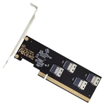 Imagem de CY Cartão de quatro Slimline SFF-8654 4X 4 NVME para PCIE Express 3.0 4.0 Raid cartão VROC Raid0 Hyper Adapter